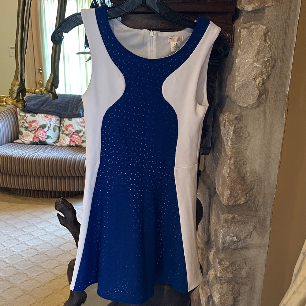 Elegant Blue and White Sleeveless Dress sallymiller kids size 12 Large